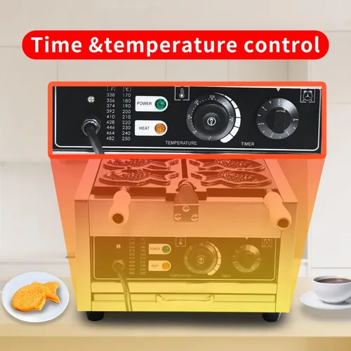 Miniatura 4 de Taiyaki - Máquina eléctrica Taiyaki para hacer gofres de pescado, 3 piezas, revestimiento de teflón antiadherente, hierro en forma de pescado, 110