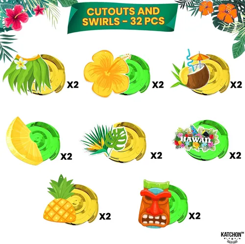 Miniatura 4 de KatchOn, Remolinos colgantes hawaianos de Luau, paquete de 46, sin bricolaje, decoraciones de fiesta Luau, decoraciones de fiesta temática hawaiana