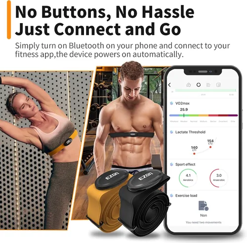 Miniatura 4 de EZON Heart Rate Monitor Chest Strap C009Pro,ANT+& Bluetooth 5.1 Dual Protocol,Up to 400H Battery Life,Compatible with Negro
