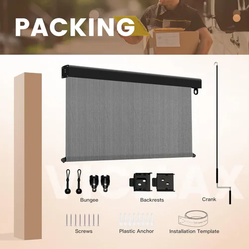 Miniatura 6 de VICLLAX - Persiana enrollable de alta calidad para exteriores, persianas sin cordón para patio con cenefa de aluminio y protección solar del 95%