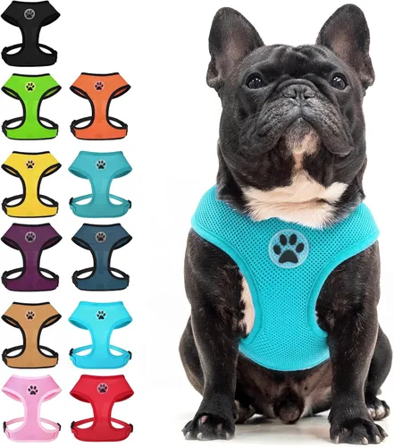 Miniatura 28 de BINGPET Arnés para perro sin tirones, arnés de chaleco tipo step-in de malla para todo clima para perros pequeños, arnés de malla transpirable
