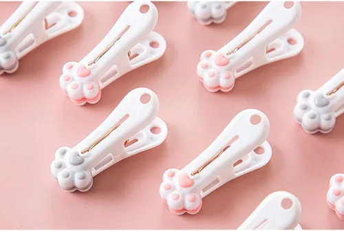 Miniatura 6 de Pinzas de plástico resistentes para colgar ropa, pinzas de ropa sin rastro, clips de chips, clip de sellado de plástico, clips de bolsas de Rosa