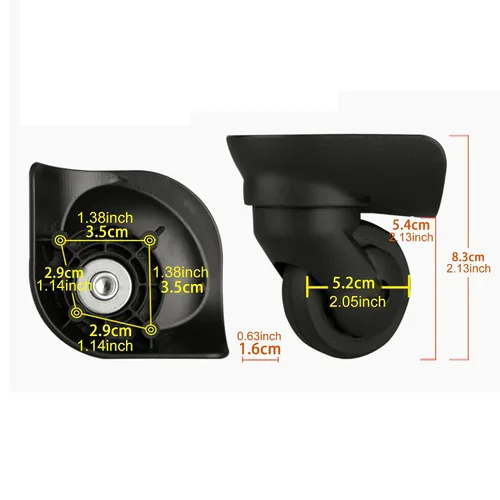 Miniatura 2 de 2 pares de ruedas de repuesto para equipaje giratorio 360 ruedas de maleta doble rodillo negro (W187)