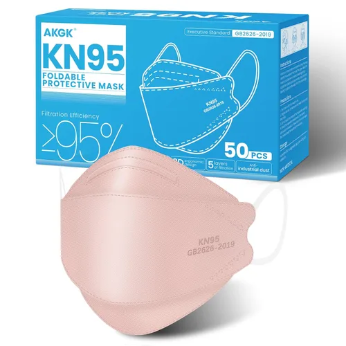 Miniatura 22 de akgk Mascarilla KN95 de 50 unidades, mascarillas de protección transpirable, mascarillas KN95 negras de 5 capas, máscaras de seguridad contra