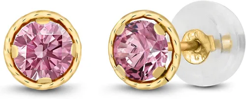 Miniatura 96 de Gem Stone King Aretes redondos de oro amarillo de 14 quilates con piedra natal Redondos de 0.157 in Aretes de oro para mujeres y hombres