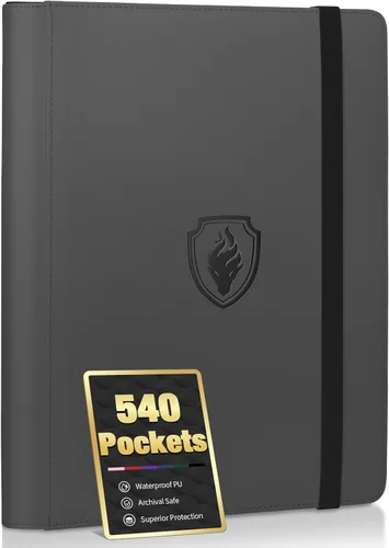 Miniatura 16 de Fabmaker - Carpeta de tarjetas prémium con 9 bolsillos para 360 tarjetas, carpeta de tarjetas coleccionables de poliuretano resistente, álbum