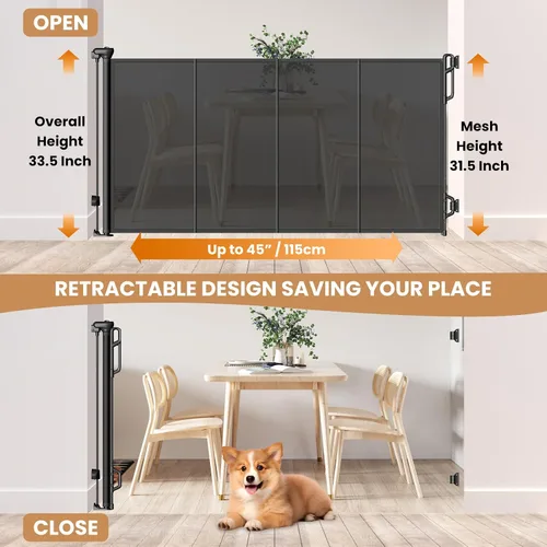 Miniatura 2 de Spaceany Puerta retráctil reforzada para bebés o puerta de malla para perros, fácil de usar para escaleras, puertas, pasillos, interiores