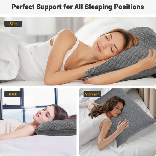 Miniatura 6 de WOLKI Juego de 2 Almohadas Estándar de Enfriamiento de Espuma Viscoelástica, Tamaño Twin/Full, Paquete de 2 Unidades de Espuma Viscoelástica