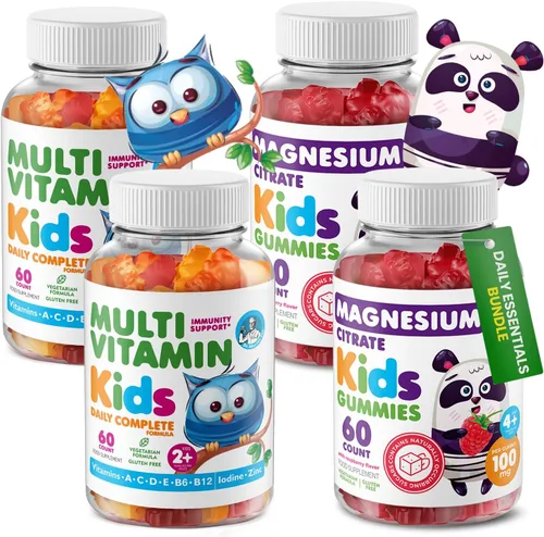 DR. MORITZ Gomitas de magnesio para niños (60 unidades, 2 envases) y Gomitas multivitamínicas para niños (60 unidades, 2 envases) Paquete - para