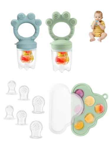 Miniatura 8 de Juego de moldes para paletas y alimentadores de alimentos, alimentador de frutas para bebés para alivio de la dentición y autoalimentación segura