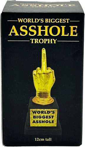 Miniatura 2 de Trofeo del mundo más grande del mundo – Diseño de dedo medio, divertido regalo de broma de plástico por Island Dogs, perfecto para bromas