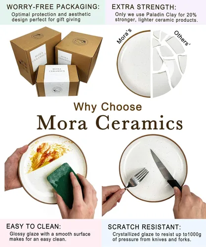 Miniatura 8 de MORA Molde de cerámica para hornear – 9 pulgadas – Plato profundo y estriado para tarta de manzana antigua, quiche, tartas, tartas, etc. – Plato