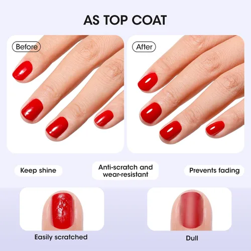 Miniatura 6 de GELLEN Esmalte de uñas transparente 3 en 1, capa superior y fortalecedor de uñas, esmalte de uñas transpirable de secado rápido al aire, tratamiento