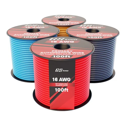 Miniatura 15 de GS Power Cable de calibre 10 CCA de 400 pies para automóvil, 4 colores de 100 pies por rollo, 10 AWG 12 V, cable eléctrico de altavoz flexible