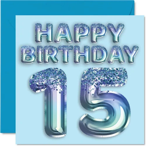 Miniatura 28 de Stuff4 Tarjeta de primer cumpleaños para niños, globo de fiesta con purpurina azul, tarjetas de feliz cumpleaños para niño de 1 año, nieto, hijo, 57