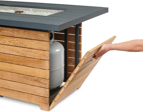 Miniatura 5 de Outdoor GreatRoom Co - Mesa para hoguera de propano – Darien – Pozos de gas para patio exterior – Mesa rectangular de hormigón Everblend de 44