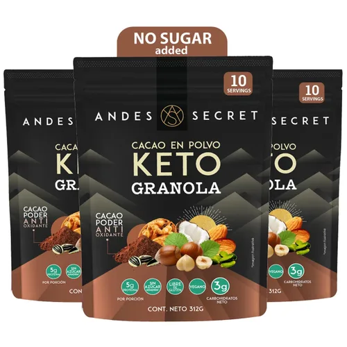 Miniatura 7 de Andes Secret Granola de cacao - Almendras, avellanas - Granola keto alta en proteínas sin azúcar, granos y gluten - 11 oz (1 paquete)