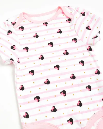 Miniatura 3 de Disney Body de Minnie Mouse para bebés y niñas Paquete de 3 mamelucos de pelo fácil cambio de pañales Multi