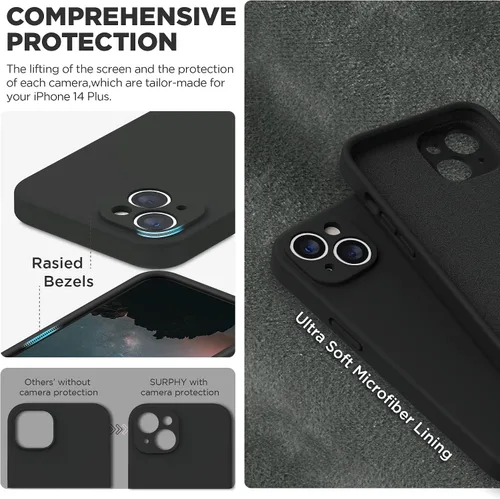 Miniatura 4 de SURPHY Funda para iPhone 14 Plus con Protector de Pantalla y Protección de Cámara, Funda de Teléfono de Silicona Líquida con Forro de Microfibra