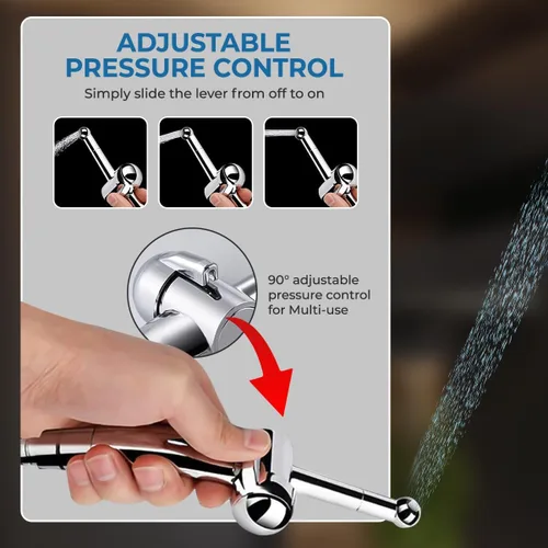 Miniatura 5 de GenieBidet Pulverizador de bidé de mano Sparkle – Incluye adaptador híbrido T y manguera de inodoro de acero inoxidable y perilla de precisión