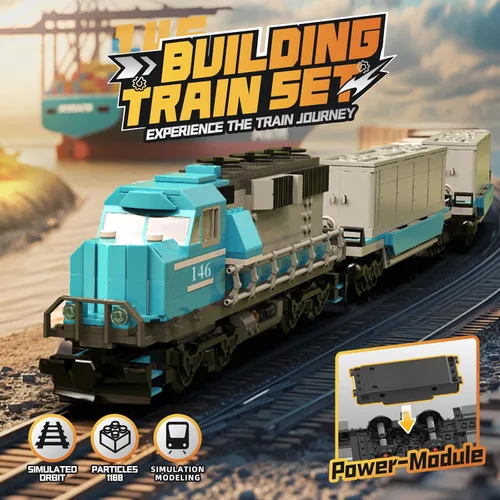Miniatura 5 de MOCBROPCS Juego de Bloques de Construcción de Tren, Modelo de Locomotora de Combustión Interna de Carga de Mercancías, Juguetes de Construcción