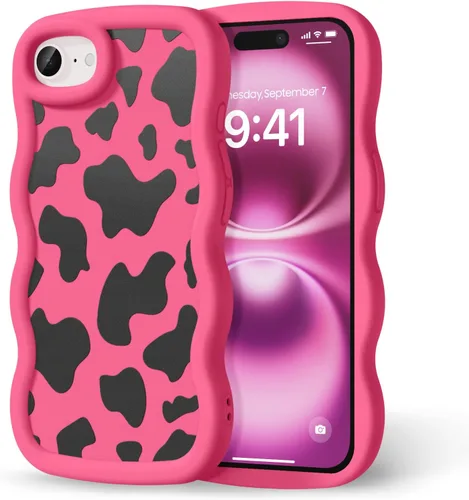 Miniatura 240 de Compatible con iPhone SE/8/7 Funda para Mujeres y Niñas, Marco Ondulado Rizado con Patrón Lindo, Estética Delgada Suave Silicona TPU Parachoques