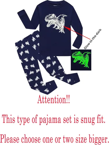 Miniatura 2 de Family Feeling Pijama de 2 piezas para niños y niños pequeños, ropa de dormir 100% algodón