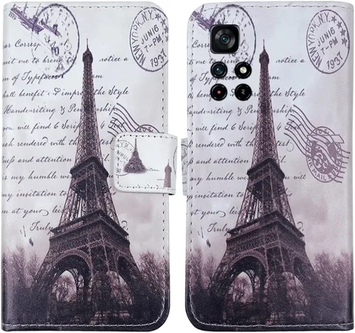 Miniatura 7 de Patrón de diseño de cartera Flip PU Funda de cuero de protección de la piel TPU Carcasa de silicona para Xiaomi Poco M4 Pro 5G 6.6 "(Wing Girl)