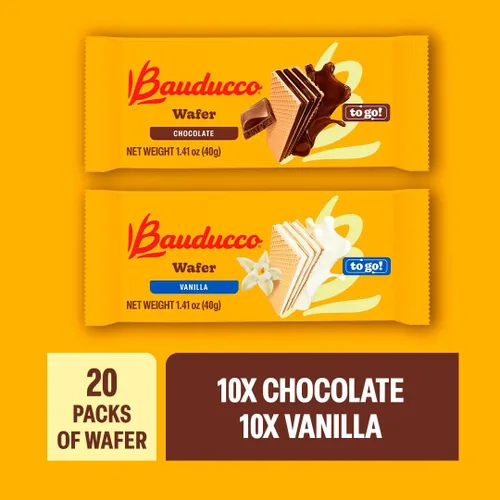 Miniatura 3 de Bauducco Galletas de oblea de chocolate y vainilla - Galletas de oblea prácticas de una sola porción con 3 capas de crema - Delicioso aperitivo