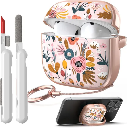 Miniatura 12 de TATOFY Funda con cerradura para estuche de Airpods Pro, funda rígida de flores para iPod Pro para mujeres y niñas con soporte para teléfono y kit