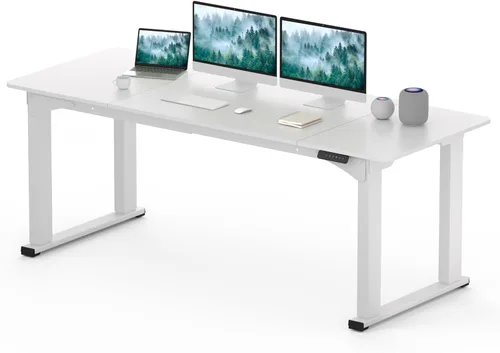 Miniatura 14 de SANODESK Escritorio de pie de 4 patas, escritorio eléctrico ajustable en altura con ajustes preestablecidos de memoria para oficina en casa, Blanco