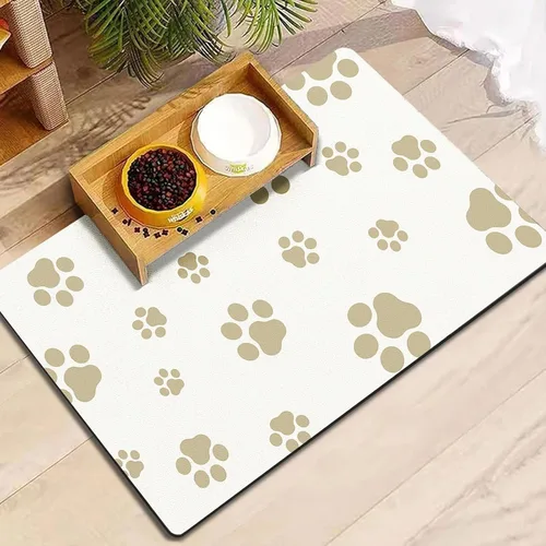 Miniatura 11 de Tapete de 12"×20" para comida de perro - Tapete absorbente para comida y agua, sin manchas, secado rápido, tapete para cuenco de gato, tapete
