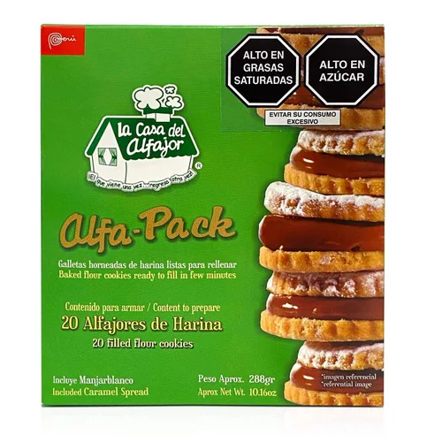 Caja de 20 Alfajores de Harina Peruanos La Casa del Alfajor Listos para rellenar | 20 Galletas Peruanas de Harina al Horno Listo para llenar