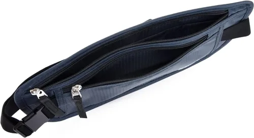 Miniatura 96 de DAITET Cinturón de dinero, soporte para pasaporte, cartera de viaje oculta segura con bloqueo RFID, riñonera encubierta (negro), Negro, Rfid