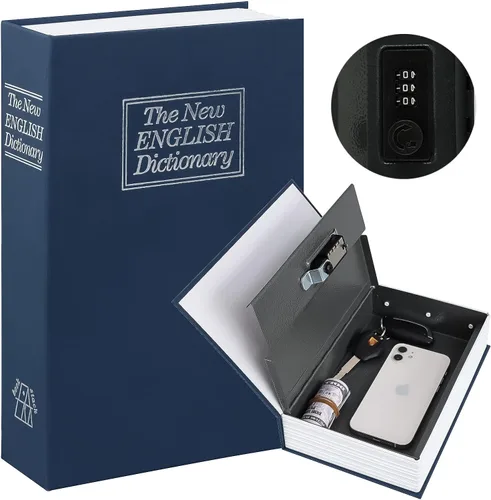 Miniatura 14 de KYODOLED - Caja fuerte con forma de libro, con cerradura de combinación, caja portátil de seguridad secreta, para ocultar dinero, metálica