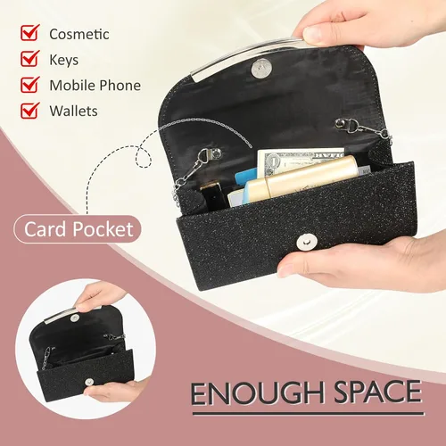 Miniatura 5 de Bolsos de mano para mujer, lentejuelas brillantes, sobre con purpurina, bolsa de noche, formal, boda, fiesta, bolso de mano