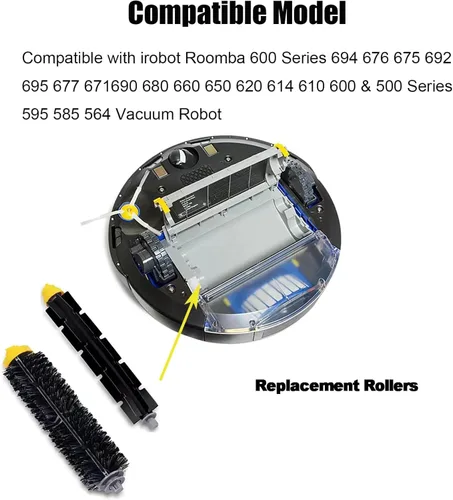 Miniatura 2 de Rodillos de cepillo de repuesto para irobot Roomba 600 Series 694 676 675 692 695 677 671 690 680 660 650 620 614 610 600 & 500 Series 595 585 564