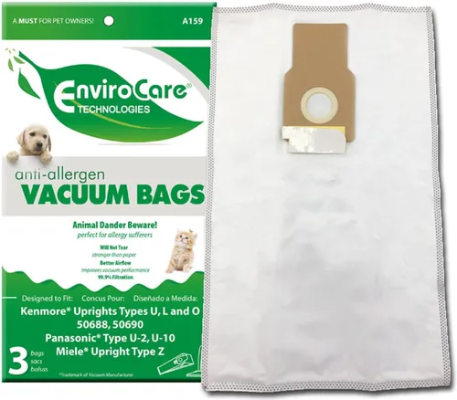 EnviroCare Bolsas de vacío de repuesto para alérgenos diseñadas para adaptarse a montantes Kenmore 50688 y 50690 tipo U, L y O, Panasonic tipo U-2,