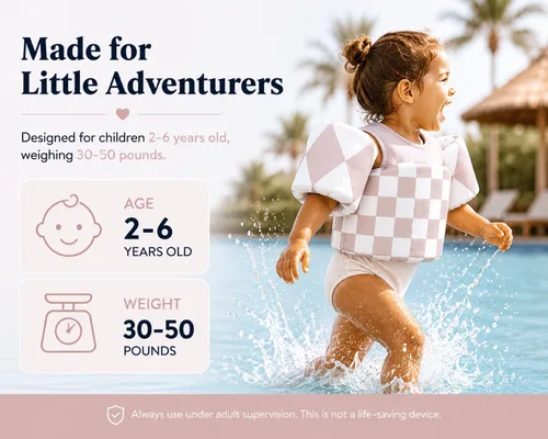 Miniatura 3 de KIDSco Swim Vest for Kids 30-50 lbs. A Puddle Jumper Swimming Float Aid with Shoulder Straps and Arm Water Wings. for Boys and Girls Aged 2-6