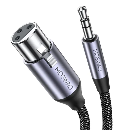 Miniatura 7 de MOSWAG Cable XLR a 0.138 in de 3 pies, cable hembra de 1/8 pulgadas a XLR, cable TRS de 1/8 pulgadas a micrófono hembra de 3 pines, estéreo