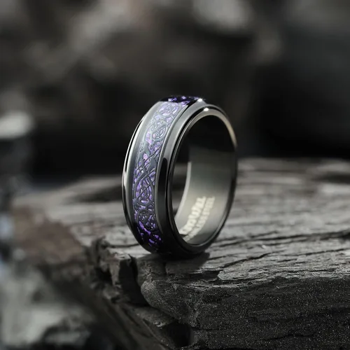 Miniatura 3 de King Will Anillo giratorio de acero inoxidable 316L para hombres y mujeres, 0.315 in de dragón/nudo celta, anillo para ansiedad para aliviar