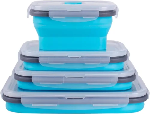 Miniatura 9 de Recipientes plegables extra grandes para almacenamiento de alimentos con tapa y ventilación de aire, 58 oz, paquete de 4, recipiente plegable XL