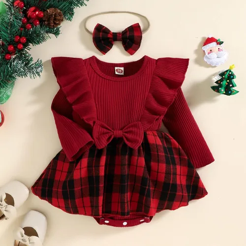 Miniatura 7 de FYBITBO Vestido de Navidad para bebé niña, terciopelo verde, manga larga, tutú, mameluco, vestido de fiesta, traje de Navidad