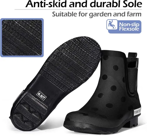 Miniatura 4 de PENNYSUE Botas de lluvia impermeables para mujer botines Chelsea cortos antideslizantes