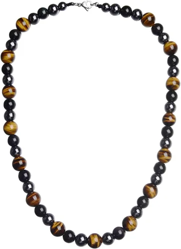 Miniatura 6 de Collar de Cristales Curativos de Obsidiana Negra con Cuentas de Ojo de Tigre y Hematita – Collar de Triple Protección para Hombres y Mujeres