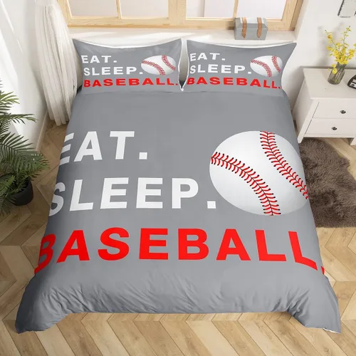 Feelyou - Funda de edredón de béisbol para niños, juego de ropa de cama con tema de pelota deportiva para niños y adolescentes, amantes de los