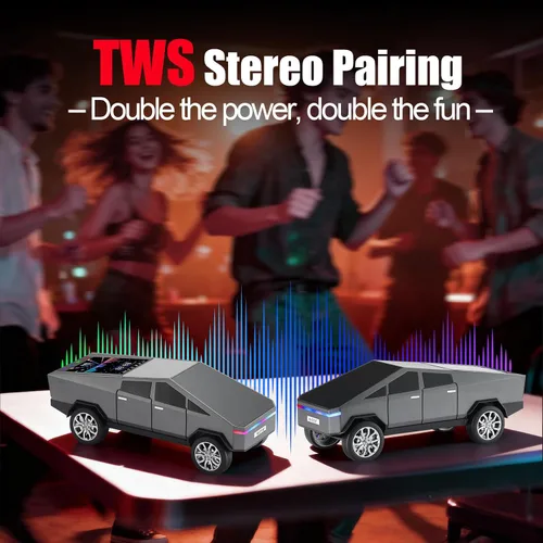 Miniatura 5 de WSTER Cyber Pickup - Altavoz Bluetooth con pantalla LED, regalo considerado para fanáticos del diseño de automóviles y usuarios de audio, TWS