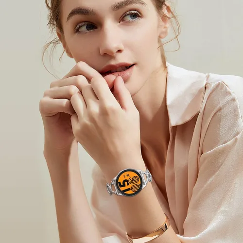 Miniatura 5 de Correa de metal de 0.787 pulgadas compatible con Samsung Galaxy Watch 4 y 5 (1.575 pulgadas, 1.732 pulgadas), bonita y elegante ajustable para reloj