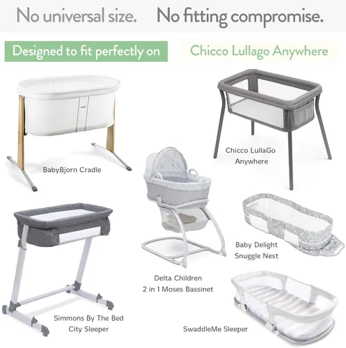 Miniatura 2 de Sábanas bajeras de moisés para Chicco LullaGo Anywhere, Baby Bjorn Cradle y colchón de 14 x 29 pulgadas, 100% algodón jersey suave, paquete de 2