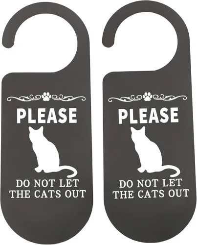 Miniatura 9 de CENWA 2 letreros divertidos para colgar en la puerta con texto en inglés «Please Don' t Let The Cats/Dogs Out», «Please Do Not Disturb», decoración
